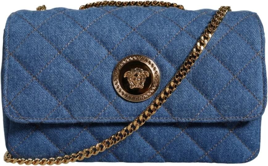 Versace Gewatteerde Dames Schoudertas Magnetische Sluiting Blue Dames - Foto 8