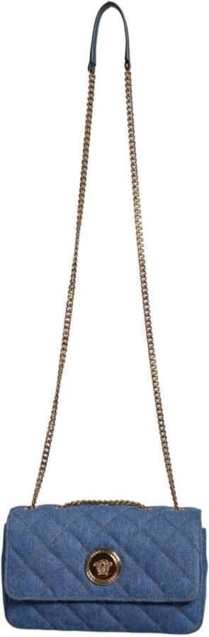 Versace Gewatteerde Dames Schoudertas Magnetische Sluiting Blue Dames - Foto 6