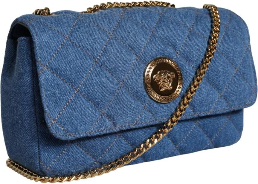 Versace Gewatteerde Dames Schoudertas Magnetische Sluiting Blue Dames - Foto 3