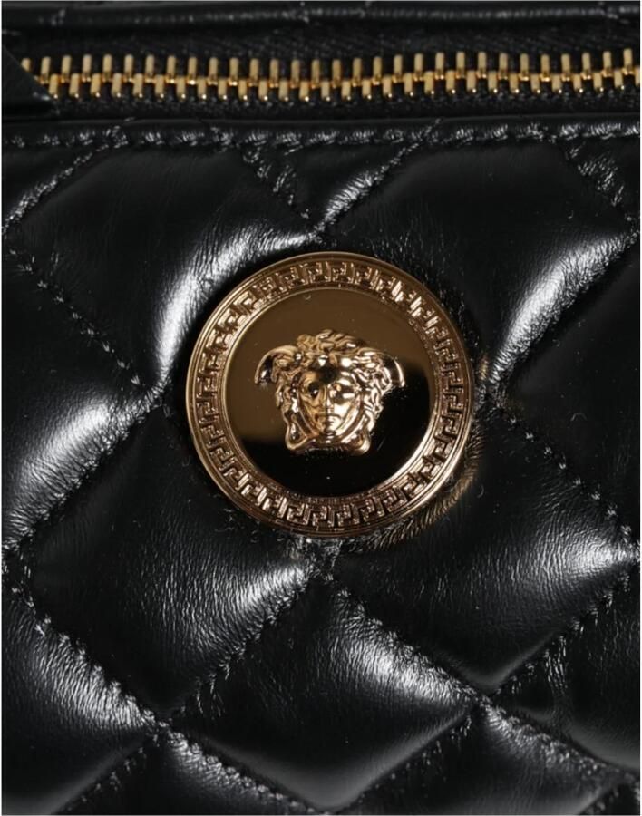 Versace Gewatteerde leren crossbody schoudertas Black Dames - Foto 3