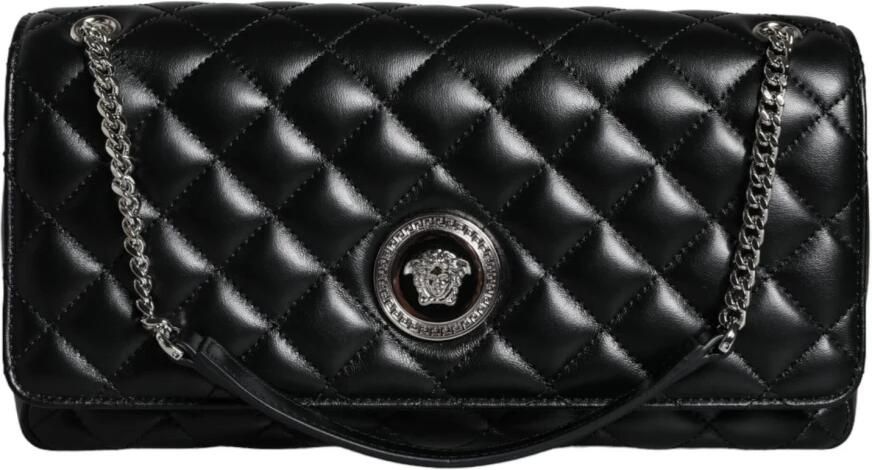 Versace Gewatteerde leren crossbody schoudertas Black Dames - Foto 4