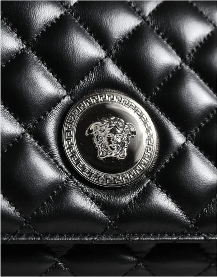 Versace Gewatteerde leren crossbody schoudertas Black Dames