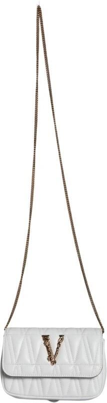 Versace Gewatteerde Leren Crossbody Tas met Verstelbare Band White Dames - Foto 5