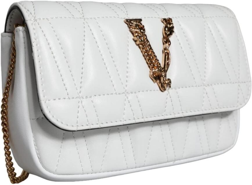 Versace Gewatteerde Leren Crossbody Tas met Verstelbare Band White Dames - Foto 3