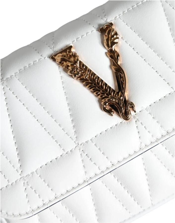 Versace Gewatteerde Leren Crossbody Tas met Verstelbare Band White Dames - Foto 2