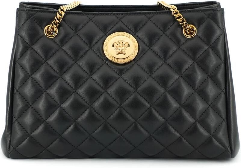 Versace Zwarte Gewatteerde Nappa Leren Medusa Tote Handtas Black Dames - Foto 4
