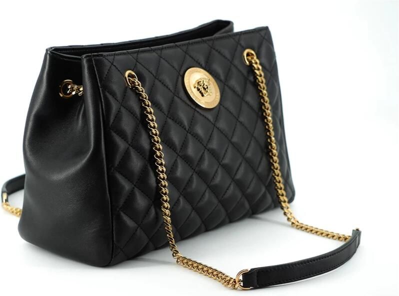 Versace Zwarte Gewatteerde Nappa Leren Medusa Tote Handtas Black Dames - Foto 3