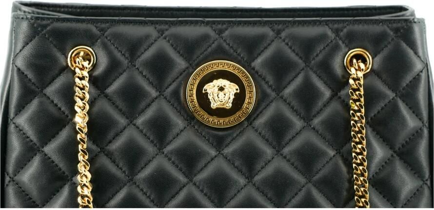 Versace Zwarte Gewatteerde Nappa Leren Medusa Tote Handtas Black Dames - Foto 5