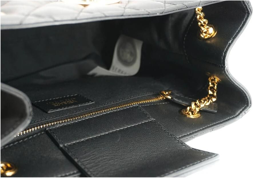 Versace Zwarte Gewatteerde Nappa Leren Medusa Tote Handtas Black Dames