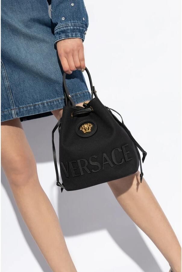 Versace Medusa Bucket Bag met Trekkoordsluiting Black Dames - Foto 4