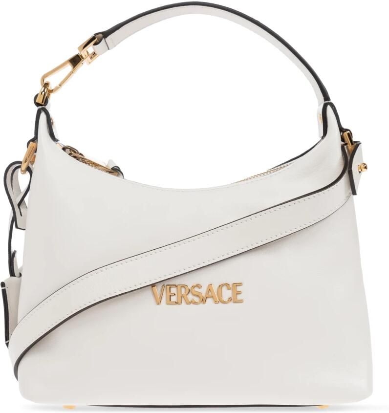 Versace Elegante Schoudertas in Wit en Goud White Dames
