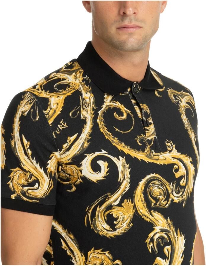 Versace Jeans Couture Abstract Multicolor Polo Shirt Logo Multicolor Heren