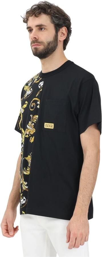 Versace Jeans Couture Barocco Outline T-shirt Zwart Korte Mouw Multicolor Heren - Foto 5