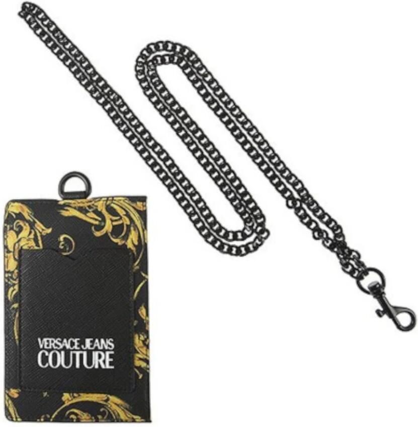 Versace Jeans Couture Barocco Print Heren Pasjeshouder met Ritssluiting Black Heren