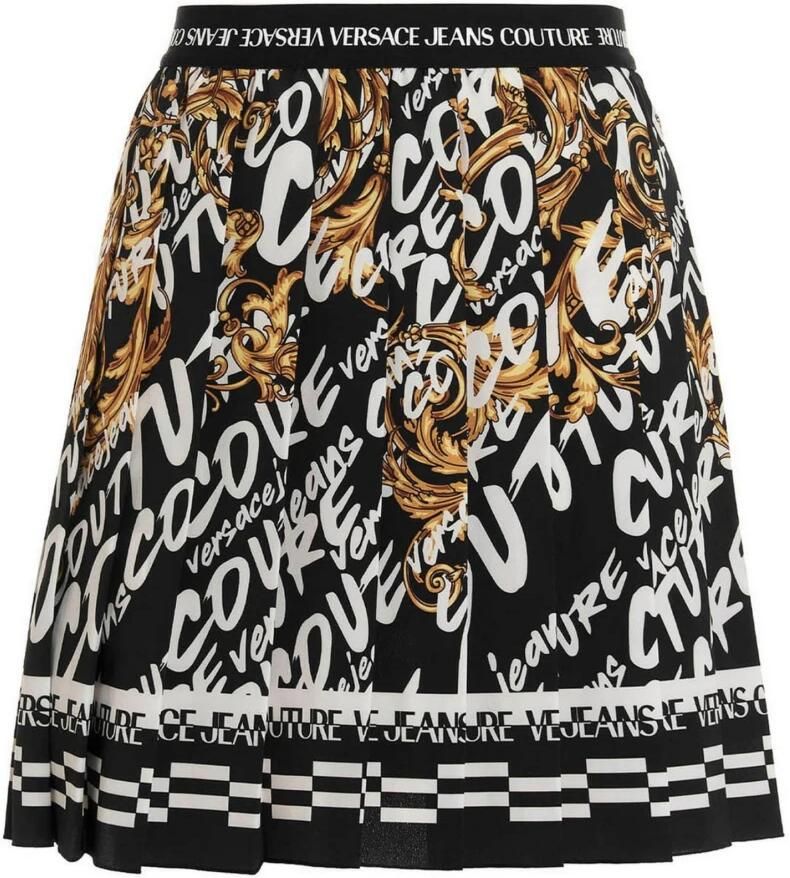 Versace Jeans Couture Zwarte Crepe Rok Black Dames