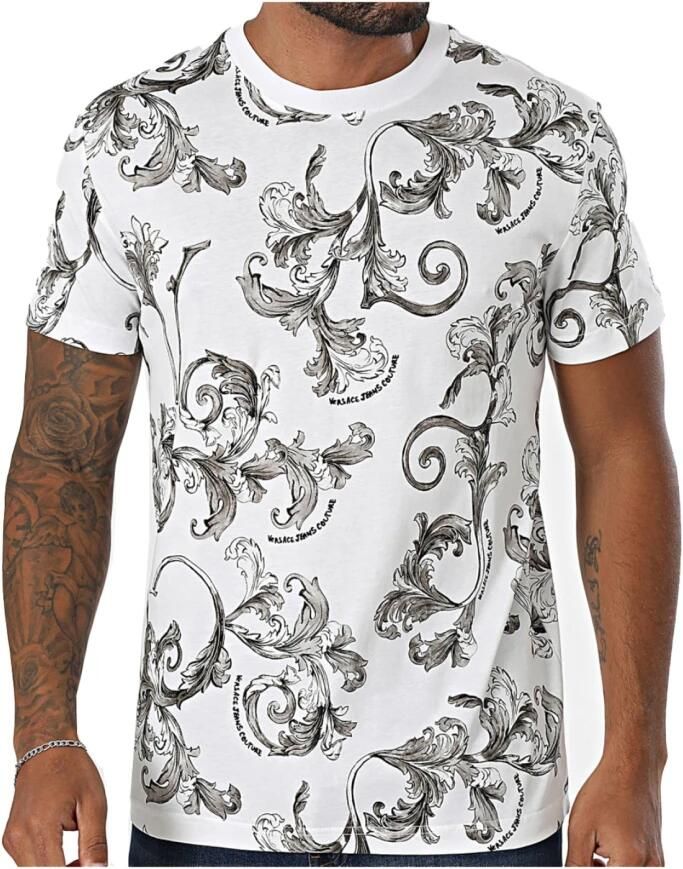 Versace Jeans Couture Bloemenprint Katoenen T-shirt White Heren