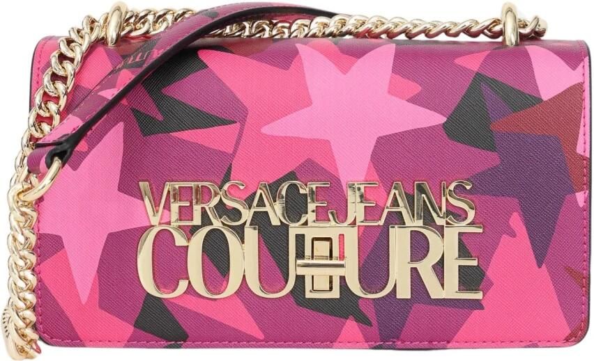 Versace Jeans Couture Donkerroze Crossbody Tas met Sterrenprint en Gouden Logo Pink Dames - Foto 5