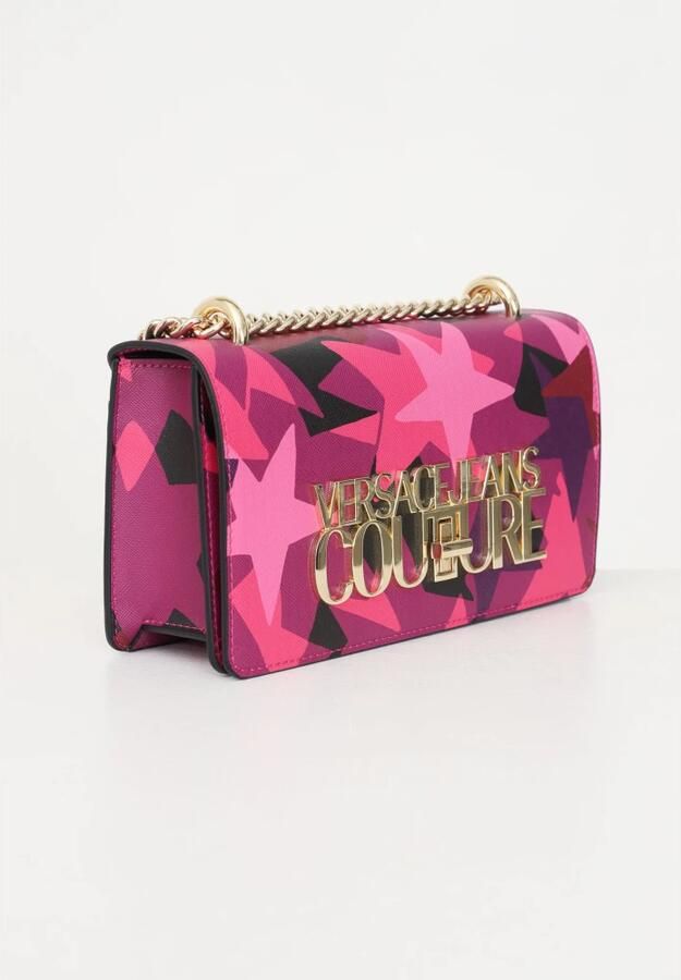 Versace Jeans Couture Donkerroze Crossbody Tas met Sterrenprint en Gouden Logo Pink Dames - Foto 3