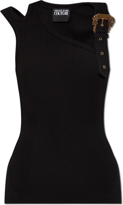 Versace Jeans Couture Geribbelde tanktop Black Dames - Foto 5