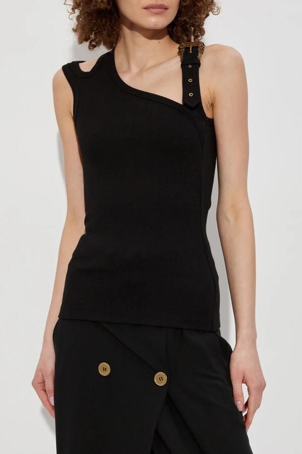 Versace Jeans Couture Geribbelde tanktop Black Dames - Foto 3