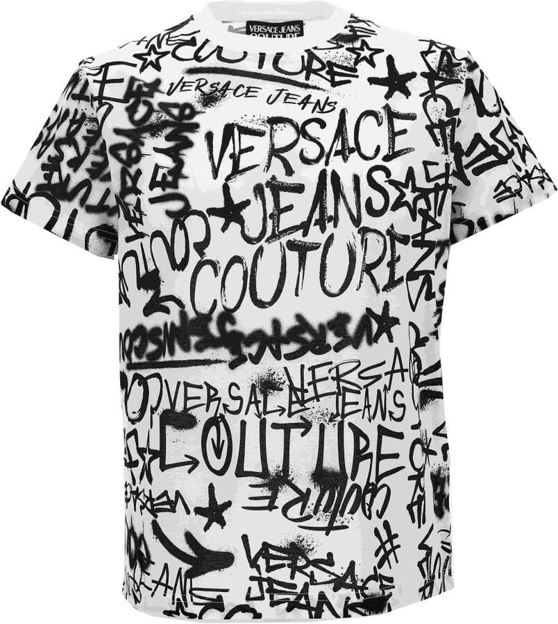 Versace Jeans Couture Witte T-shirts en Polos met Contrasterende Letters White Heren