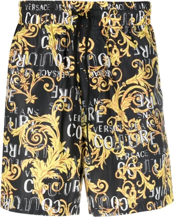 Versace Jeans Couture Shorts met Barokprint en Elastische Tailleband Black Heren - Foto 2