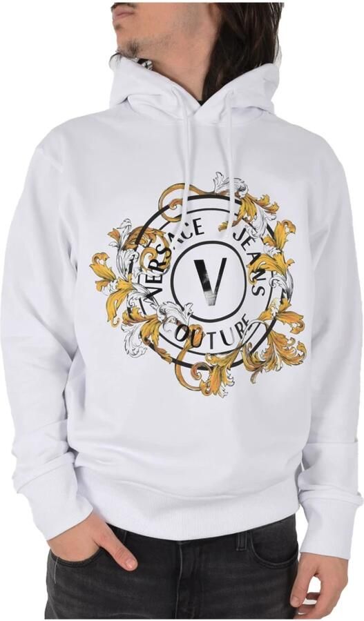 Versace Jeans Couture Logo Sweatshirt Regular Hoodie Lange Mouw White Heren
