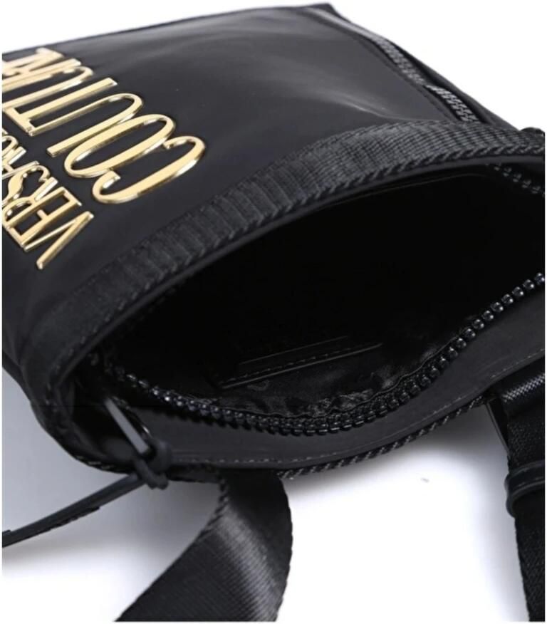 Versace Jeans Couture Zwarte Nylon Schoudertas met Iconisch Logo Black Heren