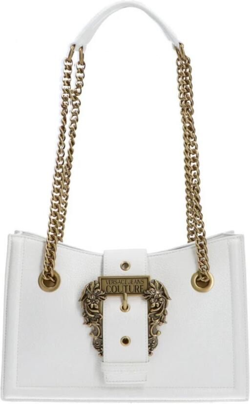 Versace Jeans Couture Witte Leren Schoudertas met Gouden Details White Dames - Foto 4