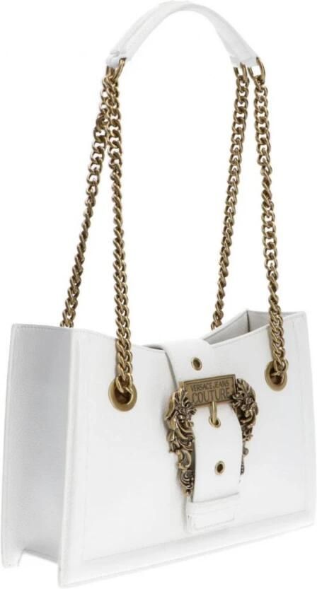 Versace Jeans Couture Witte Leren Schoudertas met Gouden Details White Dames - Foto 5