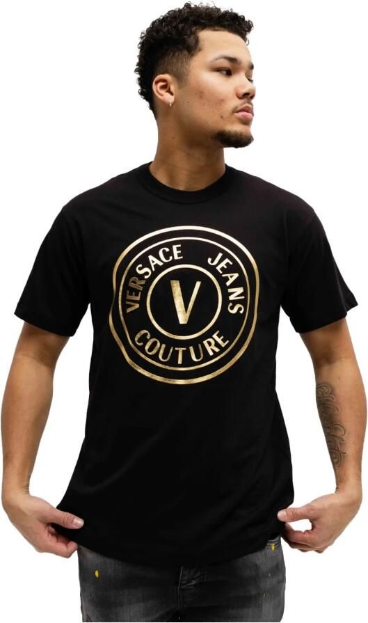Versace Jeans Couture Multicolor Logo Katoenen T-shirt Black Heren