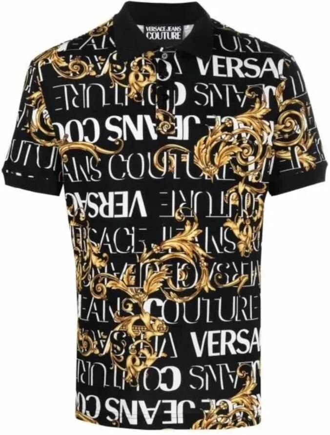 Versace Jeans Couture Polo Met Barocco Print En Korte Mouwen Multicolor Heren