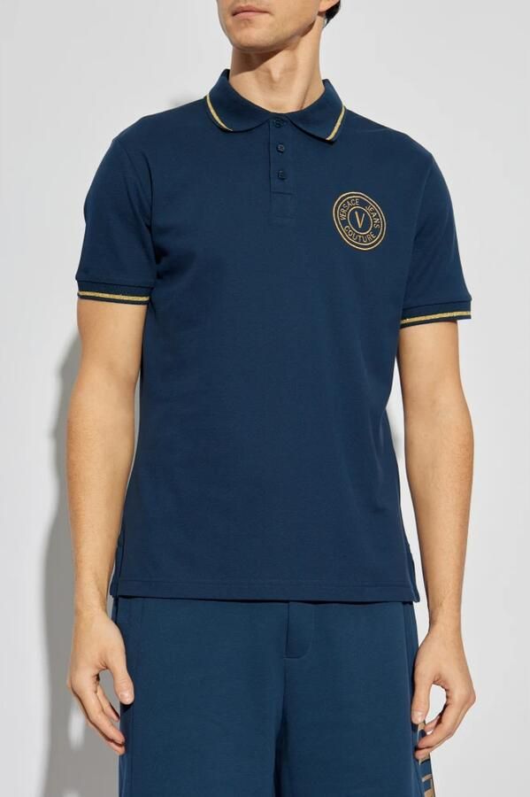 Versace Jeans Couture Polo met geborduurd logo Blue Heren - Foto 3