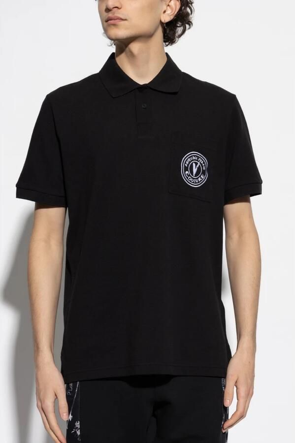 Versace Jeans Couture Zwart Logo Polo Shirt Black Heren - Foto 3