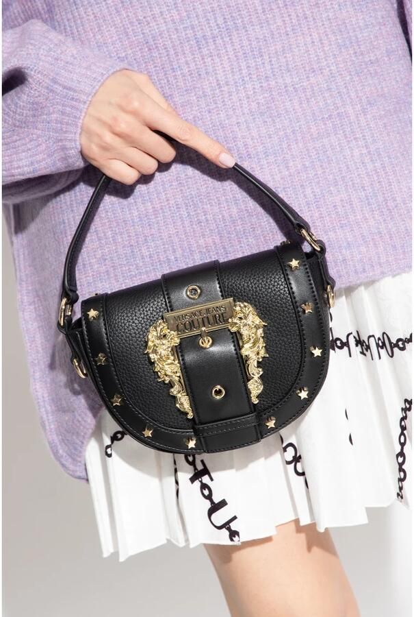 Versace Jeans Couture Zwarte imitatieleren handtas met goudkleurige barokgesp Black Dames - Foto 5