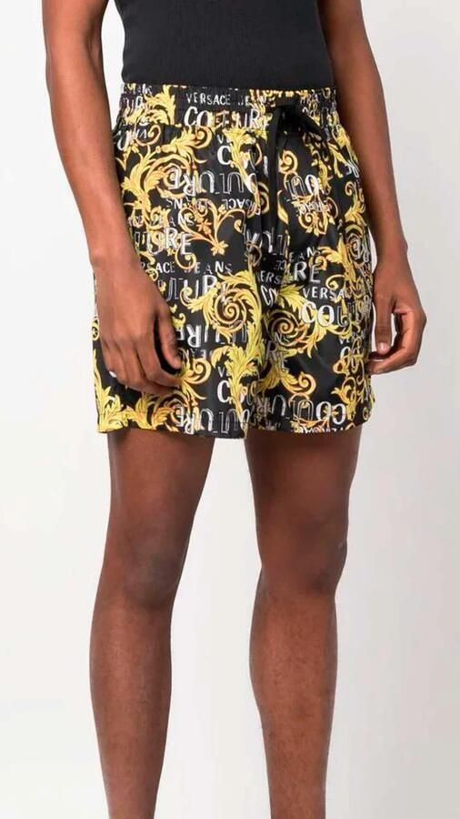 Versace Jeans Couture Shorts met Barokprint en Elastische Tailleband Black Heren - Foto 9