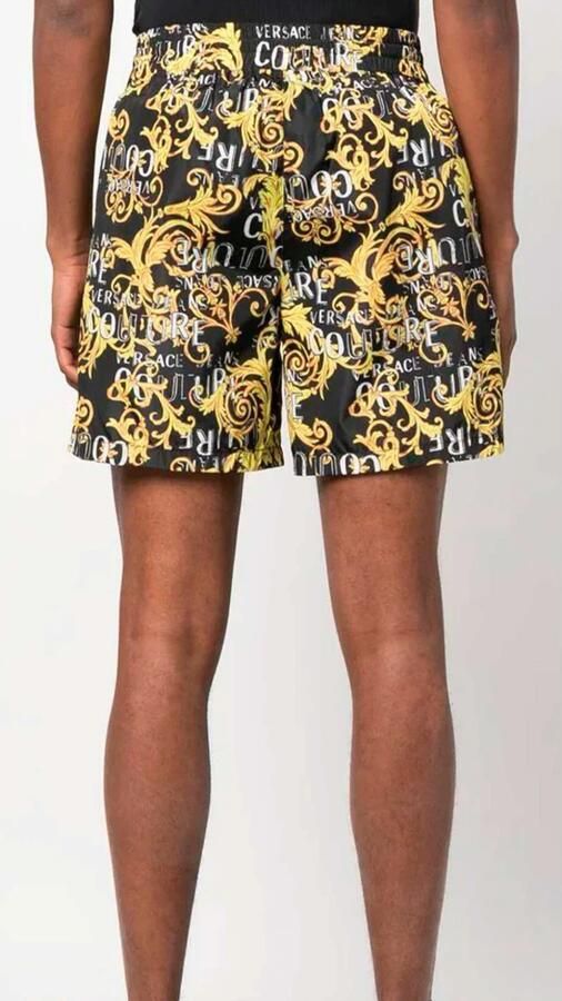 Versace Jeans Couture Shorts met Barokprint en Elastische Tailleband Black Heren - Foto 10
