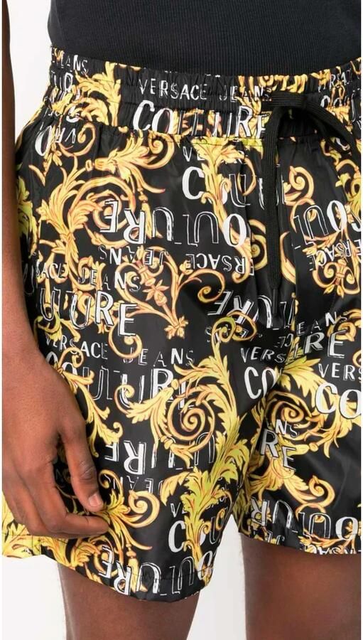 Versace Jeans Couture Shorts met Barokprint en Elastische Tailleband Black Heren - Foto 8
