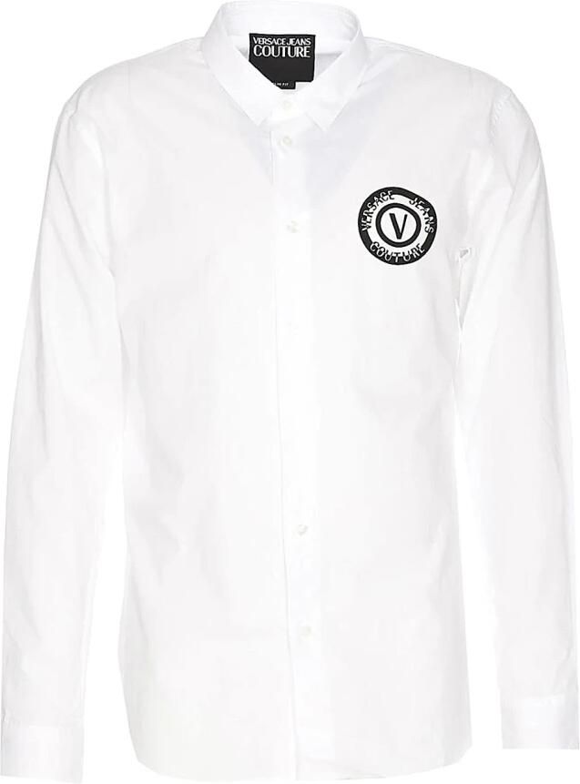 Versace Jeans Couture Witte Slim Fit Shirt met V-Embleem Logo White Heren