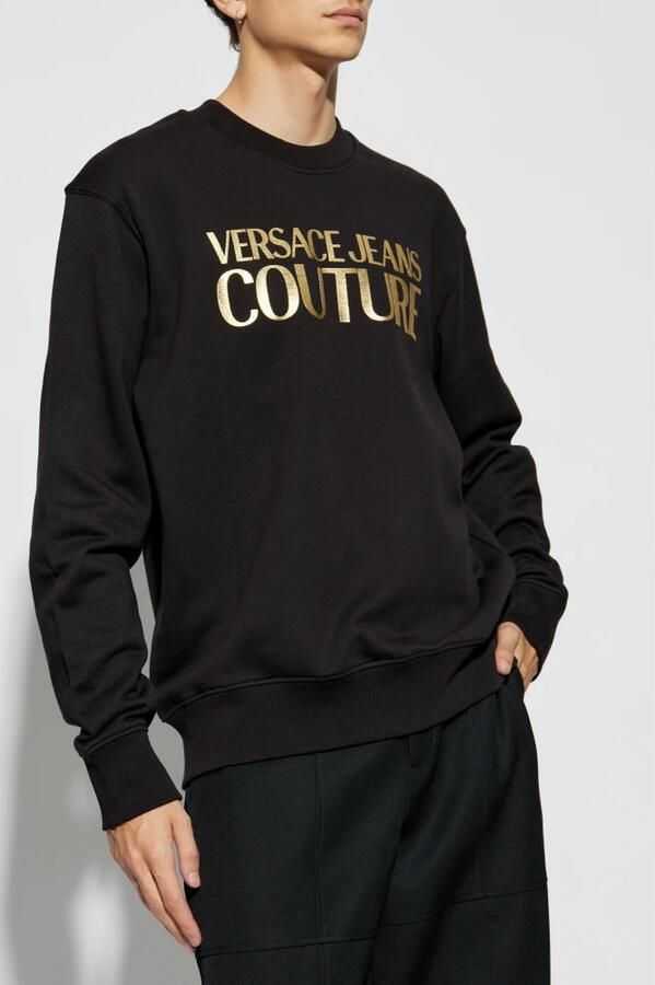 Versace Jeans Couture Zwarte Katoenen Trui met Logodetail Black Heren - Foto 3