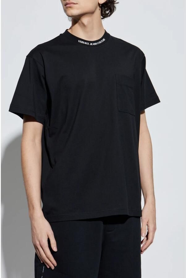 Versace Jeans Couture Zwart Katoenen T-shirt met Logozak Black Heren - Foto 4