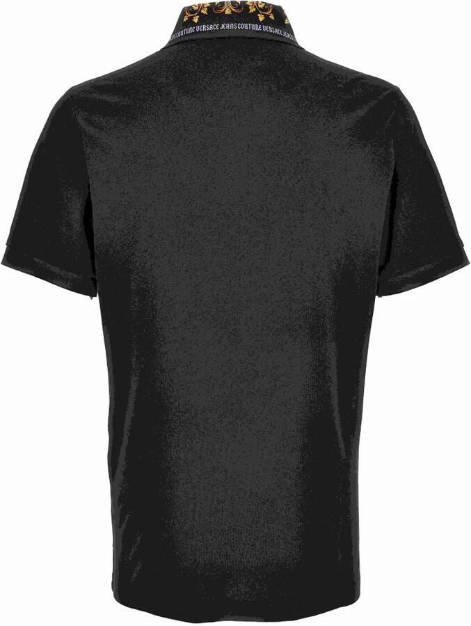 Versace Jeans Couture Polo met Barocco-print op de kraag Black Heren