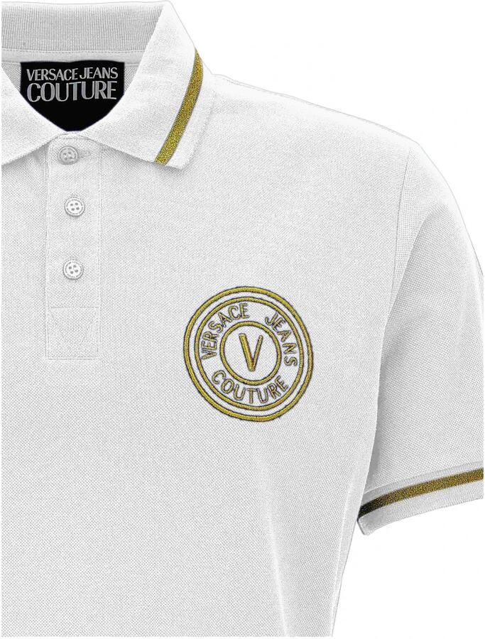 Versace Jeans Couture Witte T-shirts en Polos van Katoen Piquet White Heren