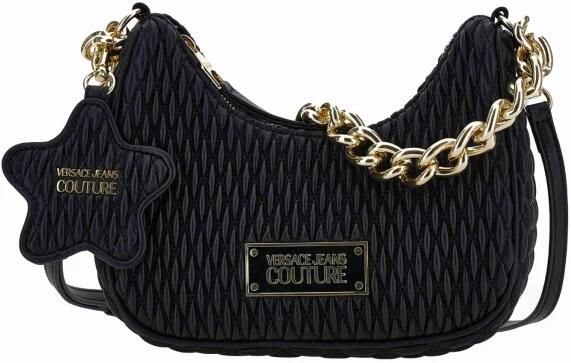 Versace Jeans Couture Zwarte leren schoudertas met gouden logo plaat Black Dames - Foto 5