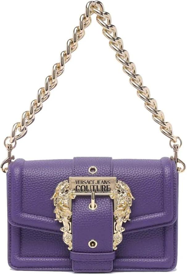 Versace Jeans Couture Paarse Crossbody Tas met Afneembaar Gouden Ketting Detail Purple Dames