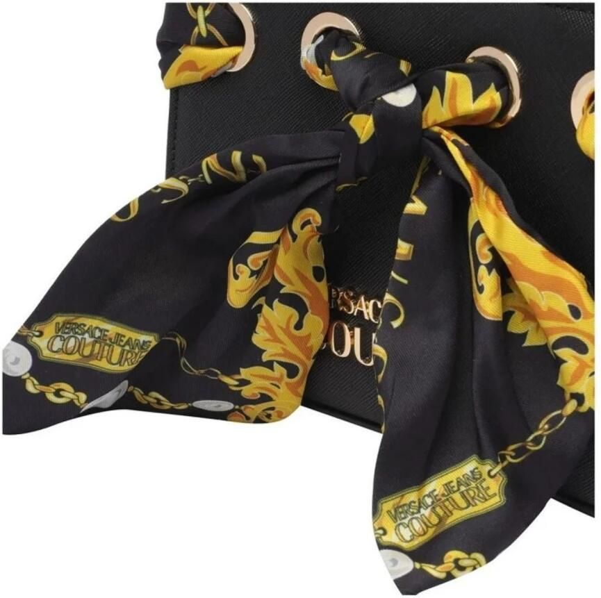 Versace Jeans Couture Zwarte Handtas met Bedrukte Sjaal en Afneembare Schouderband Black Dames - Foto 3