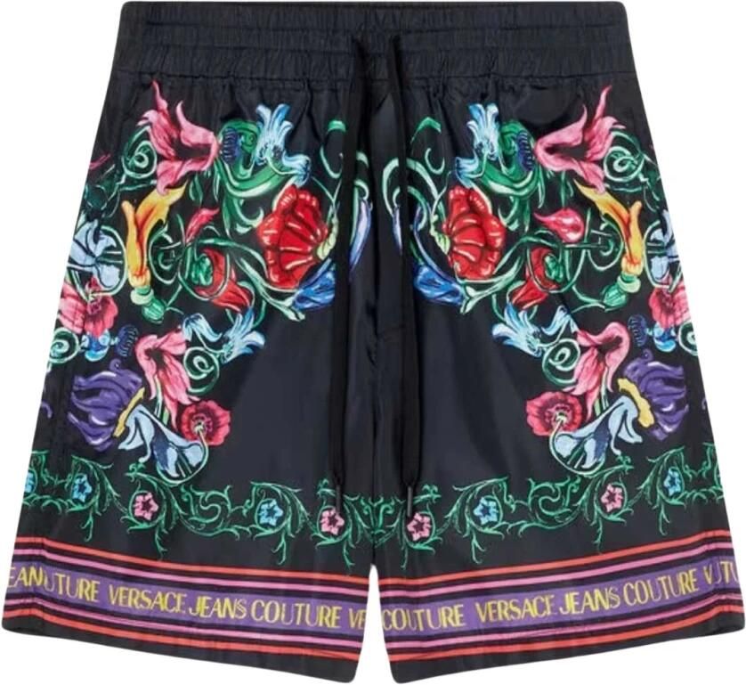 Versace Jeans Couture Korte broek met elastische tailleband en trekkoord Black Heren