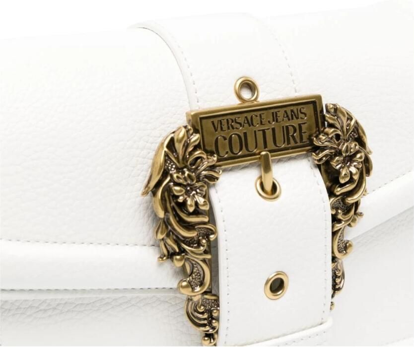 Versace Jeans Couture Witte Imitatieleer Accordeon Tas met Barok Parels White Dames - Foto 2