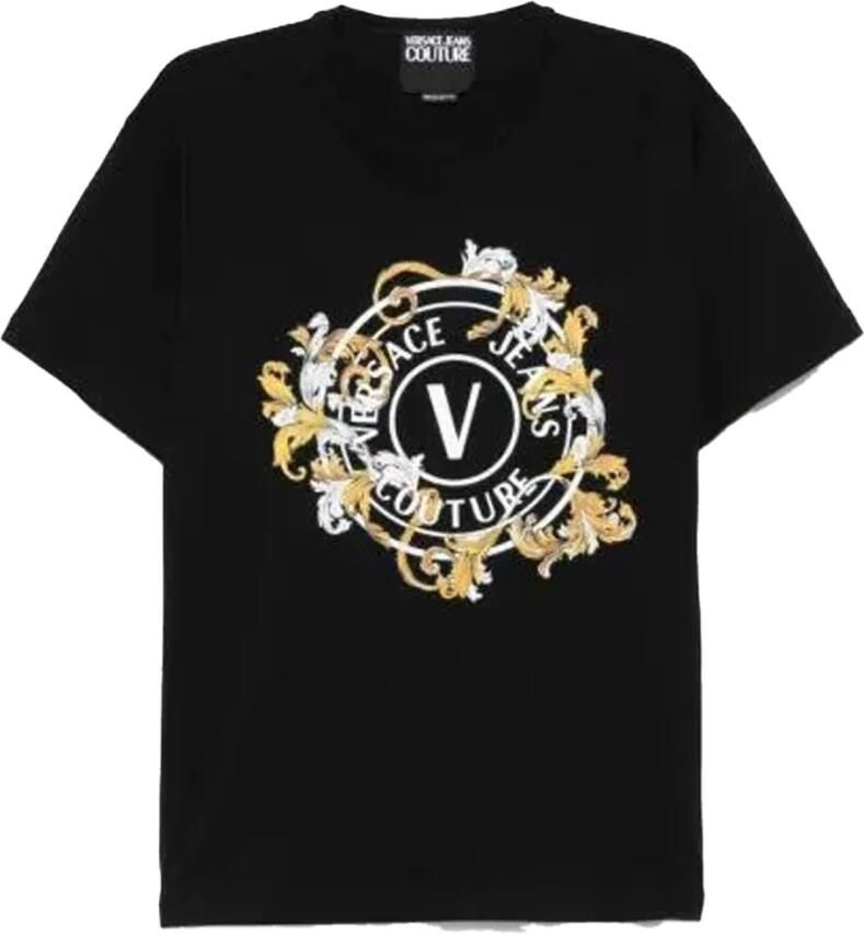 Versace Jeans Couture Zwart Logo Katoenen T-shirt Black Heren
