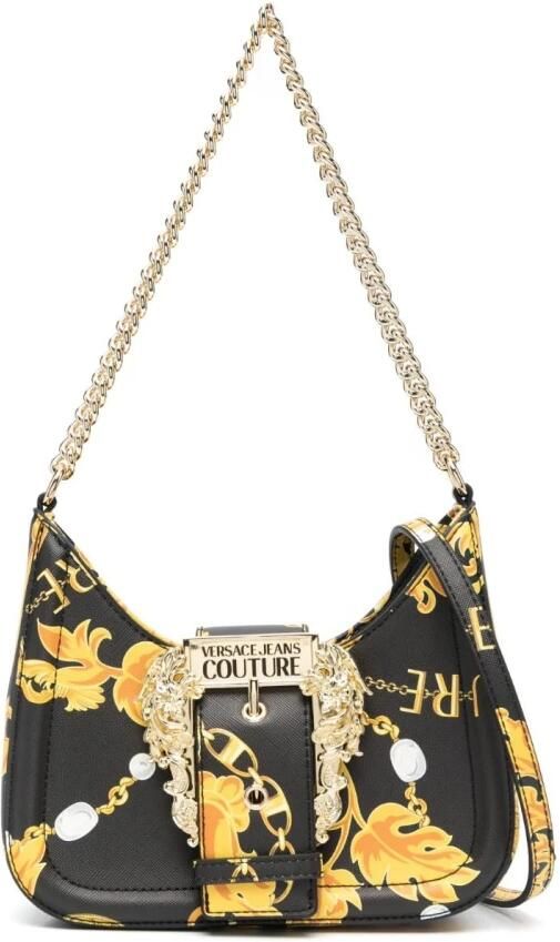 Versace Jeans Couture Zwarte Barok Print Hobo Schoudertas met Afneembare Band Black Dames - Foto 3
